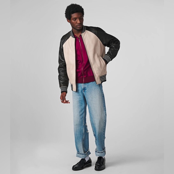 Wilsons Leather NEW BROOKS VINTAGE VARSITY JACKET mens XL New. Light Tan/Vtg Blk - Picture 1 of 8
